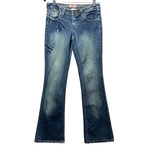 Vintage Y2K No Boundaries‎ Flare Jeans Low Rise Wide Leg Denim Blue Juniors 5